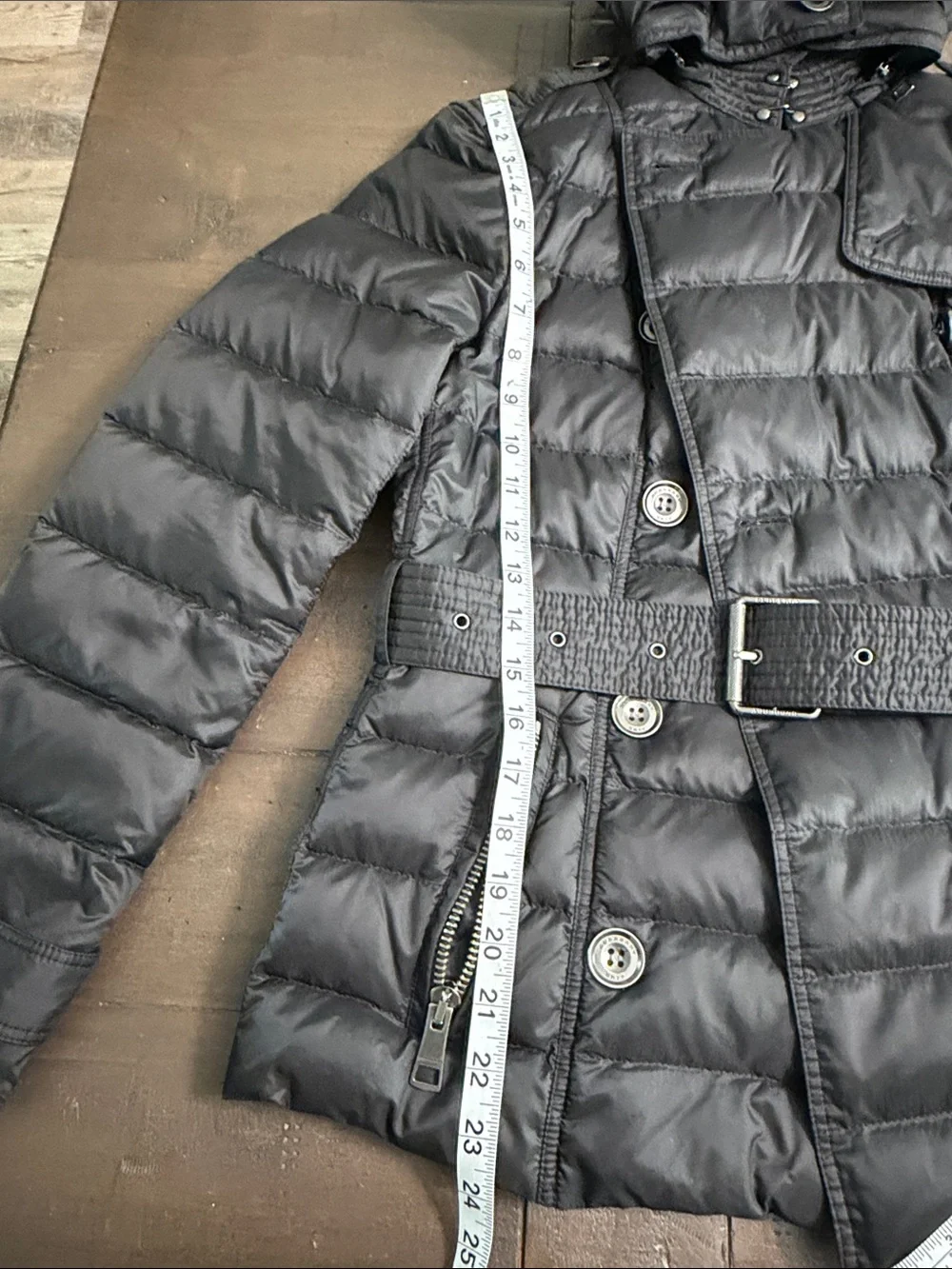 Burberry Black Quilted Down Puffer Jacket with Belt